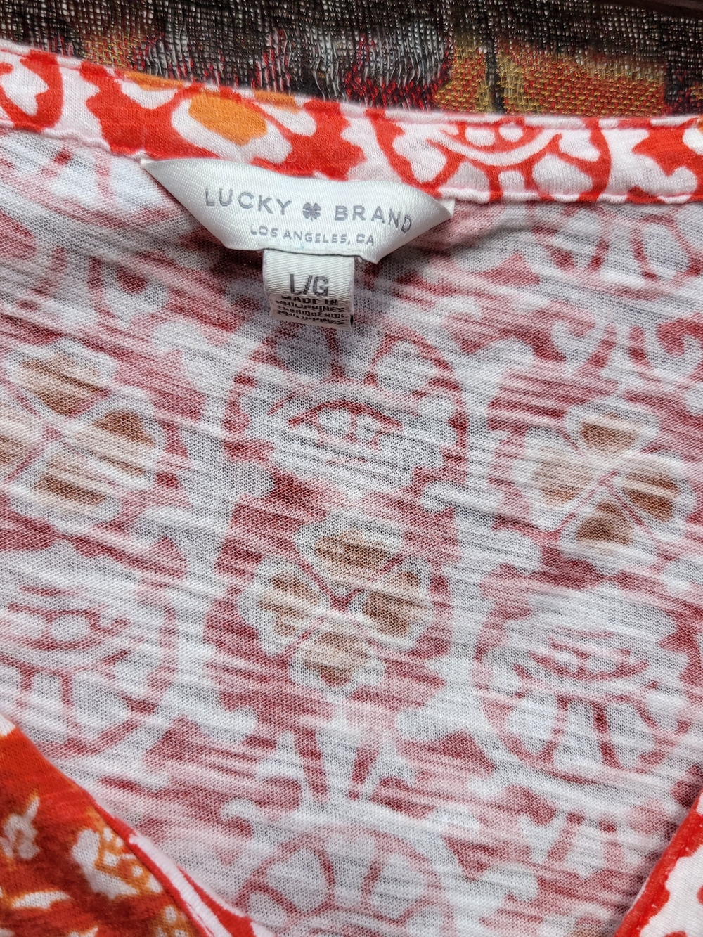 Lucky Brand Bohemian Medallion Print Top | Boho Peasant Western Tunic - Picture 8 of 9